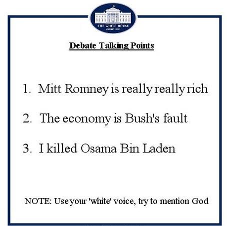 Obamas debate notes in preparation for the debate.